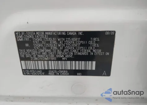 2009 Toyota Rav4 Limited V6 из США, поврежденный, VIN 2T3BK31V29W011945